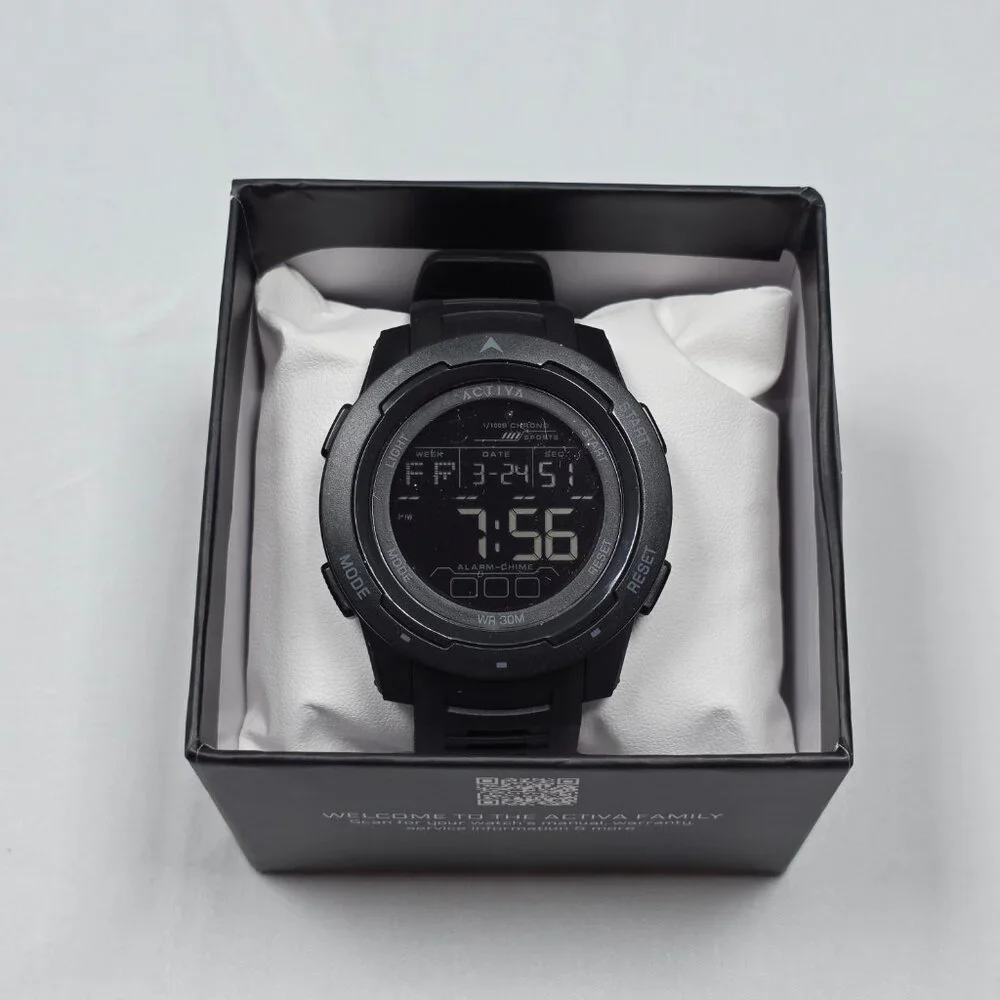 ACTIVA‎ Digital Sport Watch ACW8105 Black Alarm Chronograph WR30M New Box